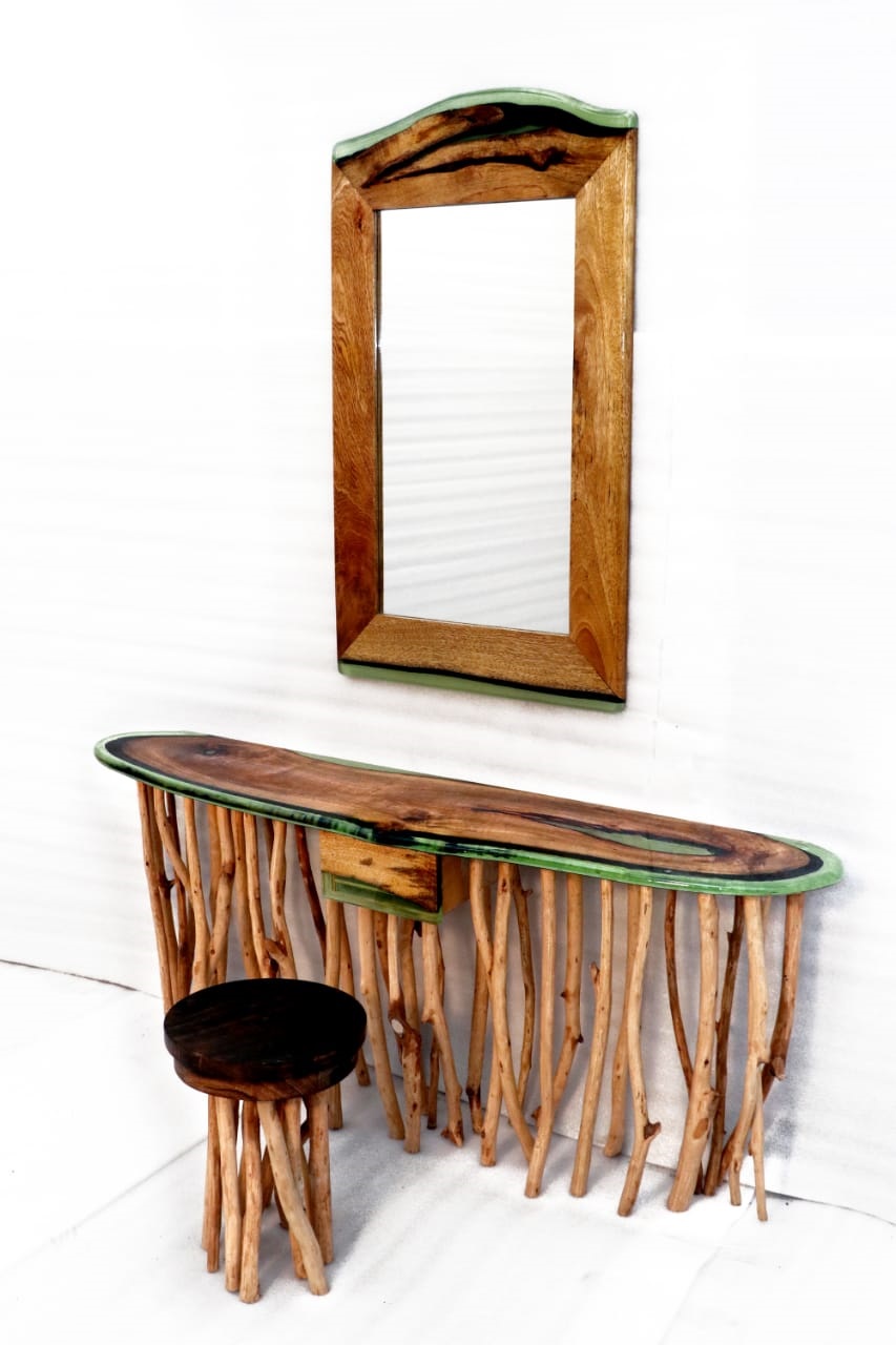 CONSOLE TABLE WITH MIRROR (MANGO WOOD)